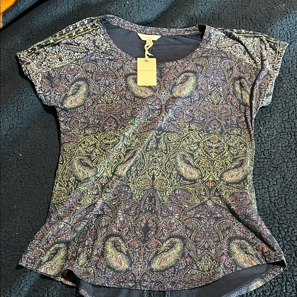 NWT Lucky Brand Paisley Short Sleeve Tee Top